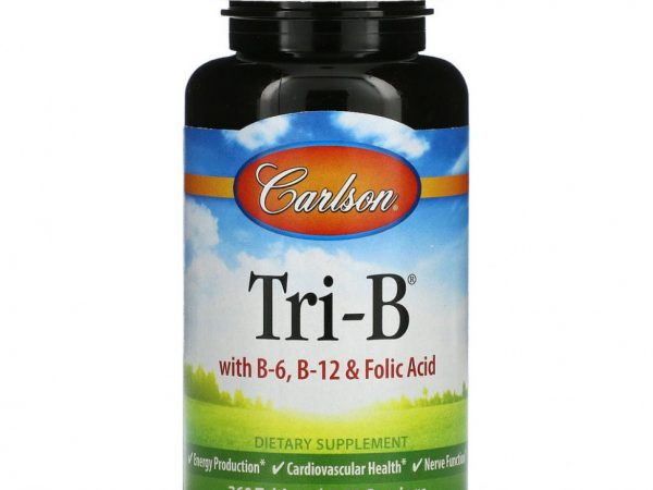 Carlson Labs, Tri-B, комплекс с витаминами B6, B12 и фолиевой кислотой, 360 таблеток