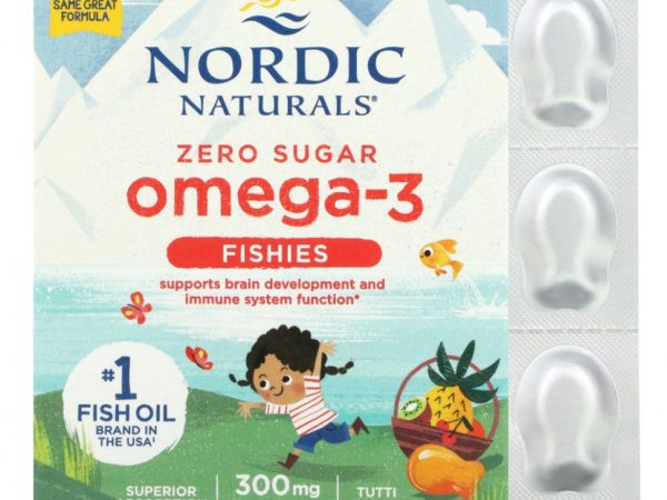 Nordic Naturals, Nordic Omega-3 Fishies, рыбки с омега-3, для детей от 2 лет, вкус тутти-фрутти, 300 мг, 36 рыбок