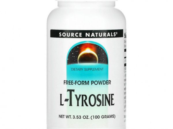 Source Naturals, L-тирозин, порошок произвольной формы, 3.53 унций (100 г)
