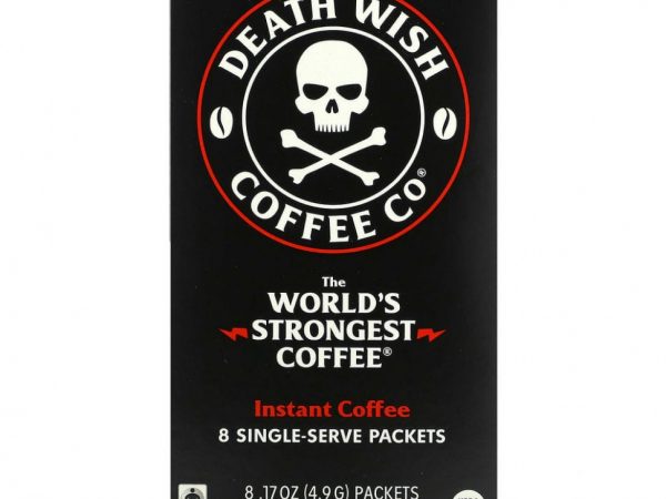Death Wish Coffee, The World's Strongest Coffee, растворимый кофе, темная обжарка, 8 порционных пакетиков по 4,9 г (17 унций)