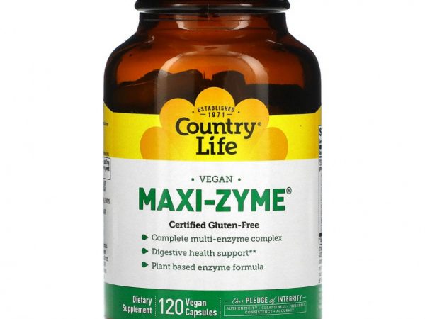 Country Life, Maxi-Zyme, 120 веганских капсул