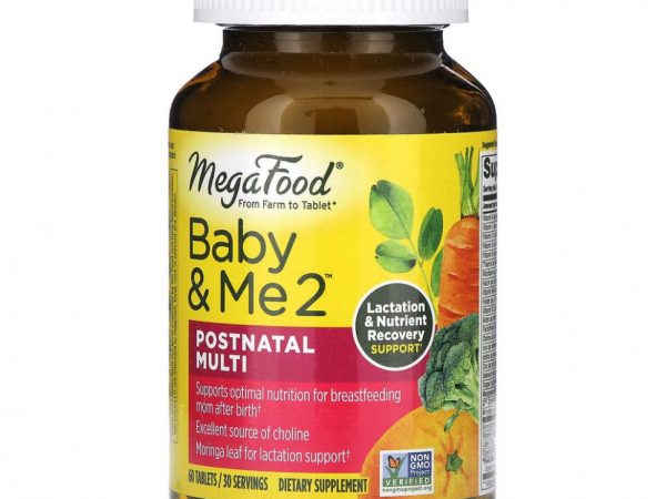 MegaFood, Baby & Me 2, мультивитамины для послеродового периода, 60 таблеток