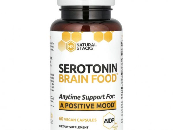 Natural Stacks, Serotonin Brain Food, 60 вегетарианских капсул