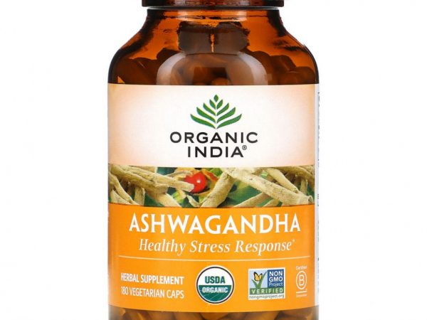 Organic India, ашваганда, 180 вегетарианских капсул