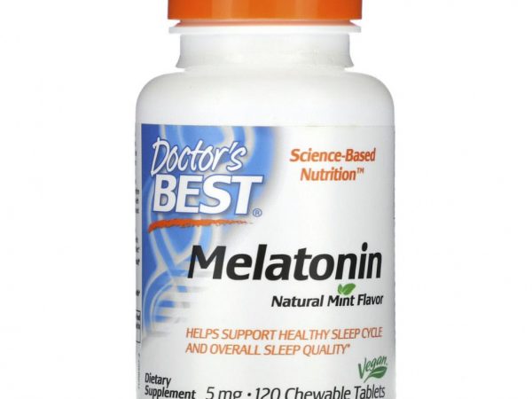 Doctor's Best, мелатонин, натуральная мята, 5 мг, 120 жевательных таблеток