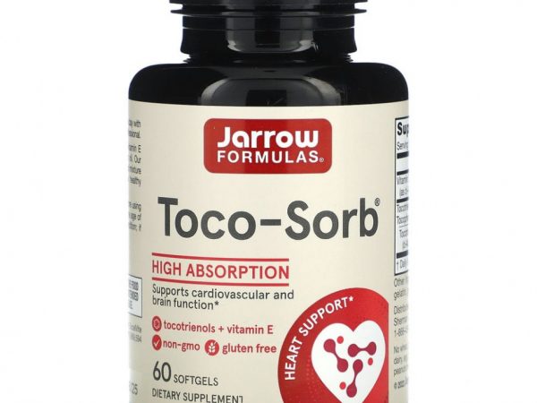 Jarrow Formulas, Toco-Sorb, смесь токотриенолов и витамина Е, 60 мягких таблеток