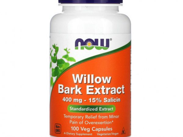 NOW Foods, экстракт ивовой коры, 400 мг, 100 растительных капсул