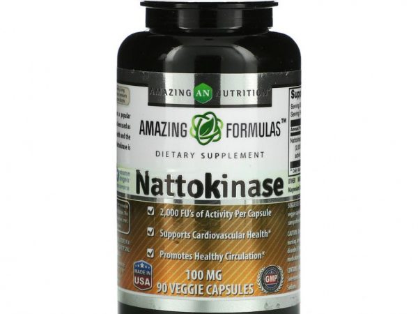 Amazing Nutrition, Наттокиназа, 100 мг, 90 растительных капсул