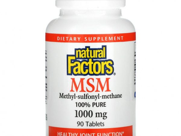 Natural Factors, MSM, Methyl-Sulfonyl-Methane, 1,000 mg, 90 Tablets