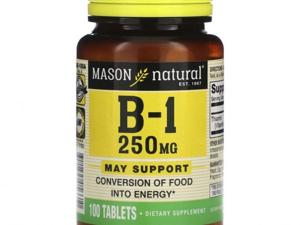 Mason Natural, витамин В1, 250 мг, 100 таблеток