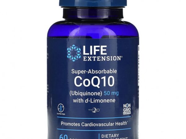 Life Extension, Супер-усваиваемый коэнзим Q10 с d-лимоненом, 50 мг, 60 мягких таблеток