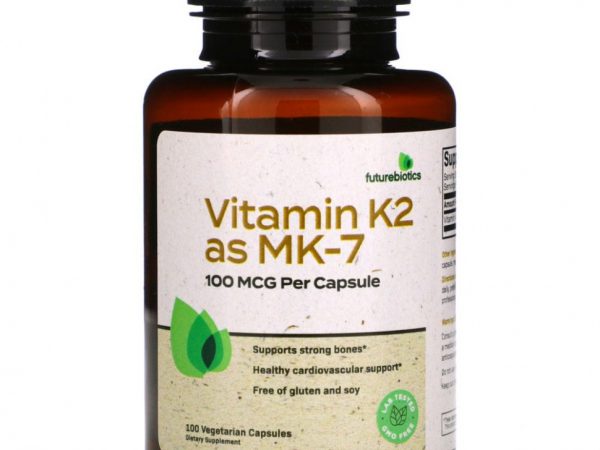 FutureBiotics, Витамин K2 в виде MK-7, 100 мкг, 100 вегетарианских капсул