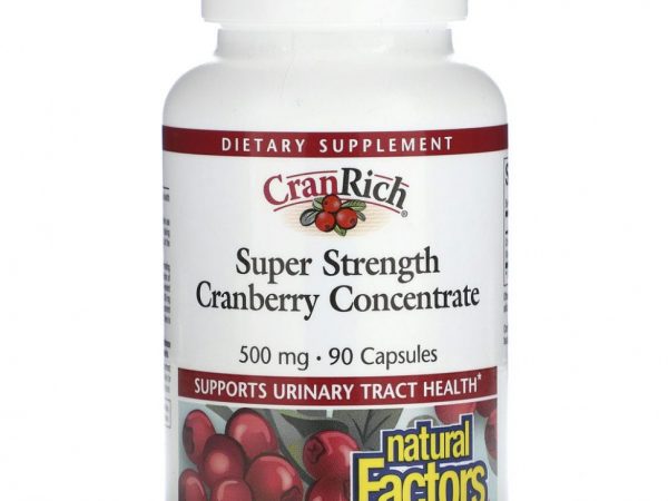 Natural Factors, CranRich, Super Strength, концентрат клюквы, 500 мг, 90 капсул