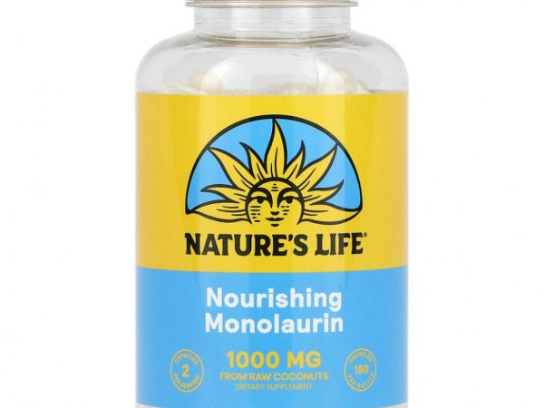 Nature's Life, монолаурин, 180 вегетарианских капсул