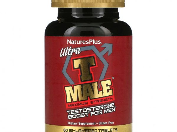 NaturesPlus, Ultra T-Male, Повышение тестостерона для мужчин, максимальная сила 60 таблеток
