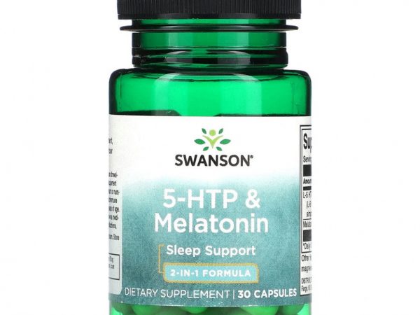 Swanson, 5-HTP и мелатонин, 30 капсул