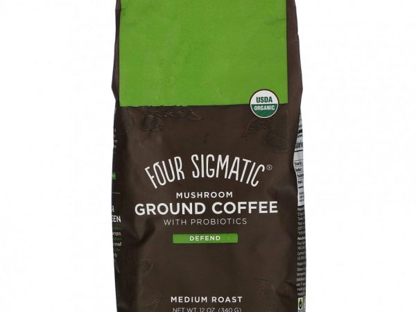 Four Sigmatic, Defend, молотый кофе с грибами и пробиотиками, средняя обжарка, 340 г (12 унций)