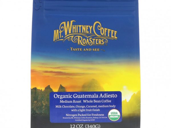 Mt. Whitney Coffee Roasters, Organic Guatemala Adiesto, кофе из цельных зерен, средней обжарки, 340 г (12 унций)
