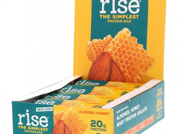 Rise Bar, Самый простой протеиновый батончик, миндальный мед, 12 батончиков по 60 г (2,1 унции)