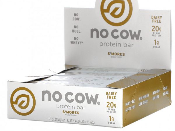 No Cow, протеиновые батончики со вкусом зефира, 60 г (2,12 унции) 12 шт.