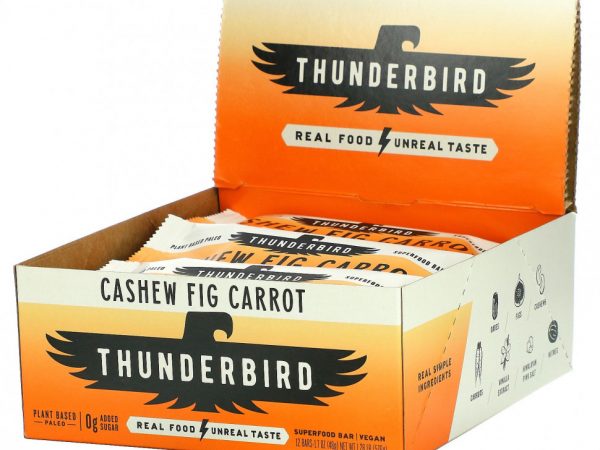 Thunderbird, Superfood Bar, кешью, инжир и морковь, 12 батончиков, 48 г (1,7 унции)