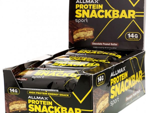 ALLMAX Nutrition, энергетический снек с высоким содержанием протеина, протеиновый батончик, арахисовая паста с шоколадом, 12 батончиков по 57 г (2 унции)