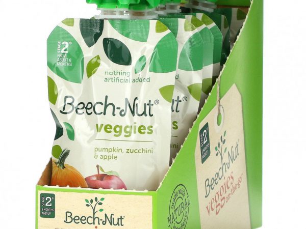 Beech-Nut, Veggies, Stage 2, тыква, цуккини и яблоко, 12 пакетиков по 99 г (3,5 унции)