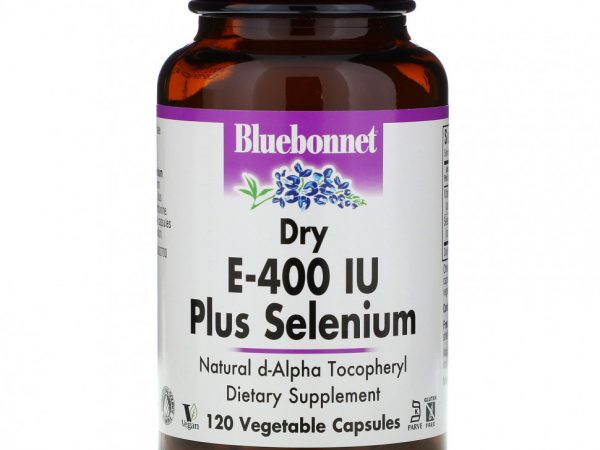 Bluebonnet Nutrition, E-400 IU, плюс селен 120 овощных капсул