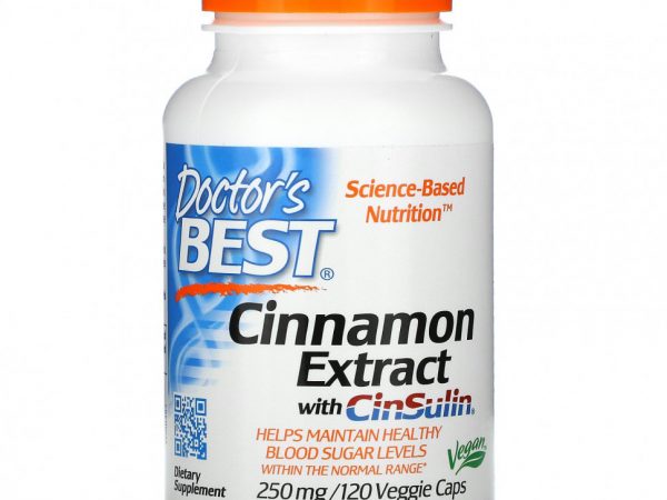 Doctor's Best, экстракт корицы с CinSulin, 250 мг, 120 вегетарианских капсул