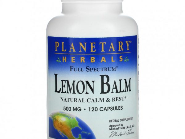Planetary Herbals, Лимонный бальзам, полный спектр, 500 мг, 120 капсул