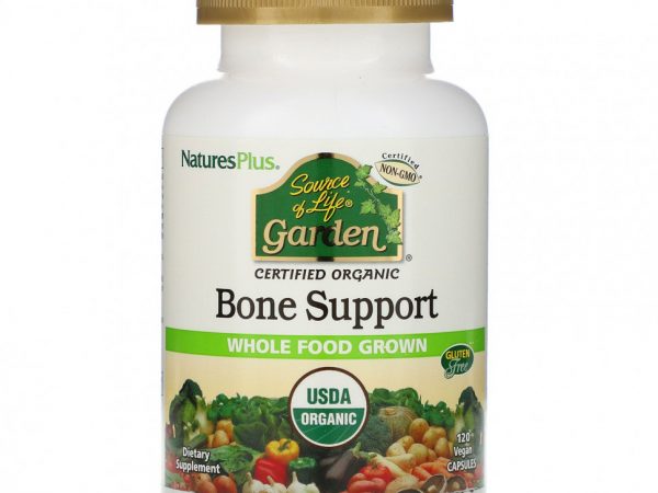 NaturesPlus, Source of Life Garden, органическая поддержка здоровья костей, 120 растительных капсул