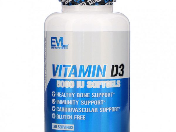 EVLution Nutrition, Витамин D3, 5000 МЕ, 120 мягких таблеток