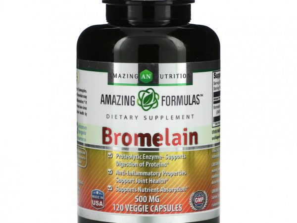 Amazing Nutrition, бромелаин, 500 мг, 120 растительных капсул