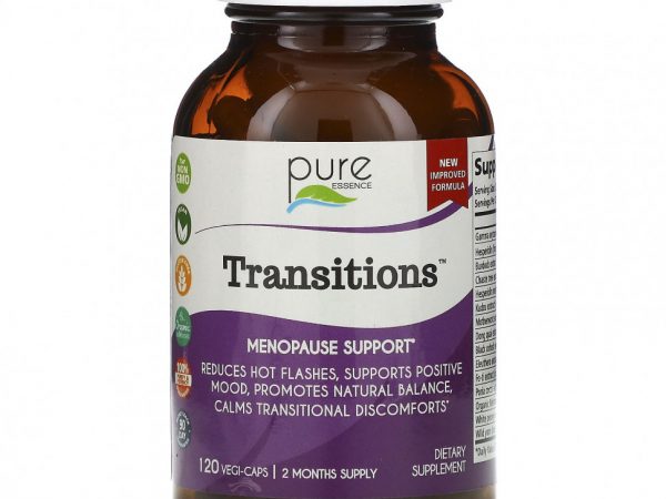 Pure Essence, Transitions, для поддержки менопаузы, 120 растительных капсул