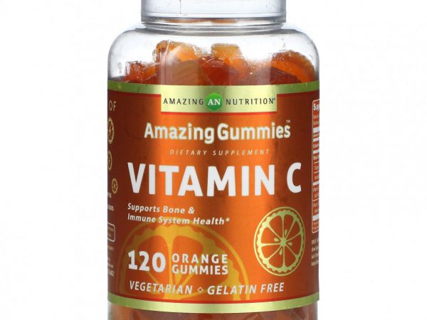 Amazing Nutrition, Amazing Gummies, витамин C, апельсин, 120 жевательных таблеток