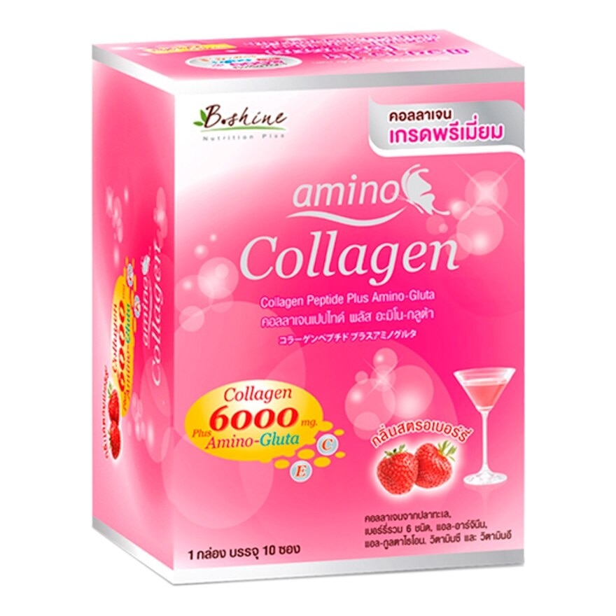 B Shine Collagen Peptide 6000 mg. Plus Amino-Gluta 10Sac (Strawberry)