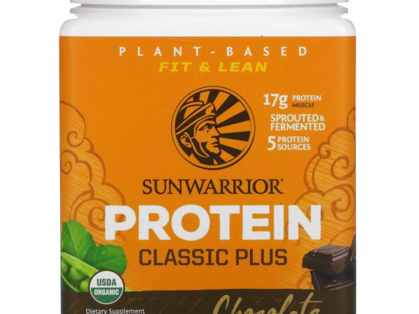 Sunwarrior, Classic Plus Protein, органический продукт на растительной основе, шоколад, 13,2 унц. (375 г)