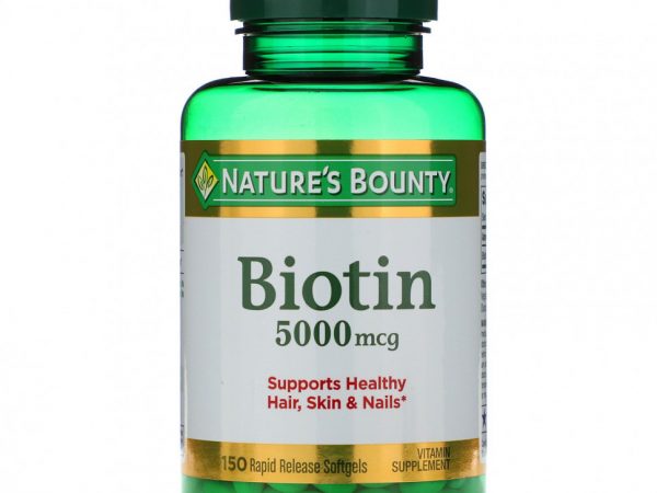 Nature's Bounty, биотин, 5000 мг, 150 капсул с быстрым высвобождением