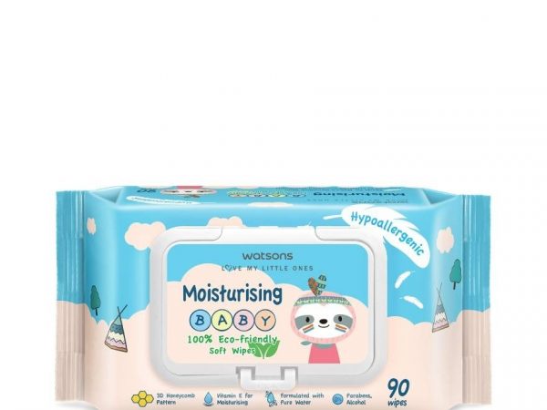 Watsons Moisturising Baby 100 Eco-Friendly Soft Wipes 90sheets.