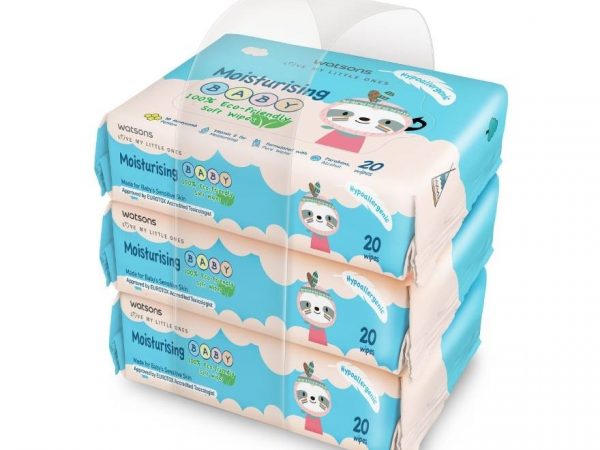 Watsons Moisturising Baby 100 Eco-Friendly Soft Wipes 20s x 3 packs.