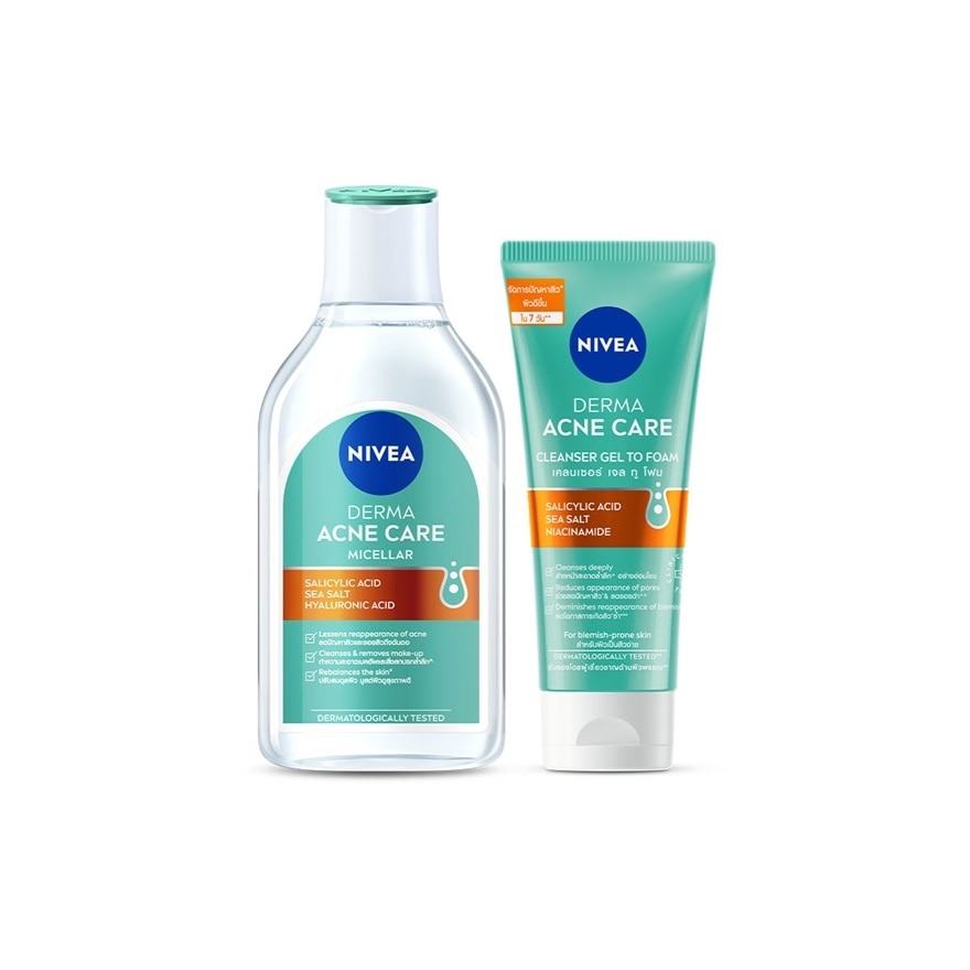 Nivea Derma Acne Care Micellar 400Ml+Nivea Derma Acne Care Cleanser Gel To Foam 90Ml