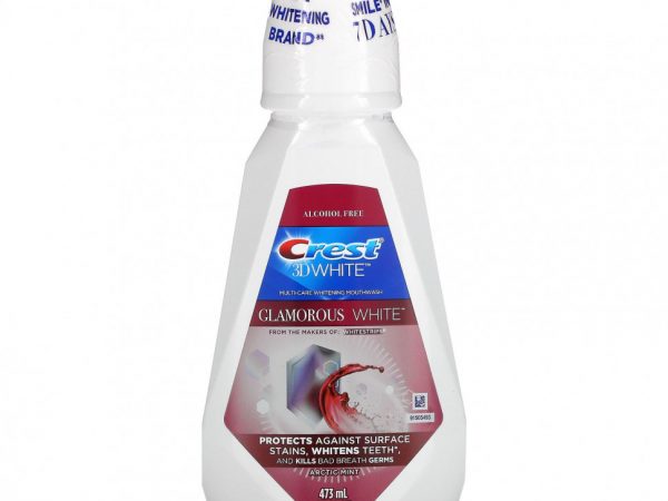 Crest, 3D White, универсальная отбеливающая жидкость для полоскания рта, Glamorous White, арктическая мята, 473 мл (16 жидк. Унций)