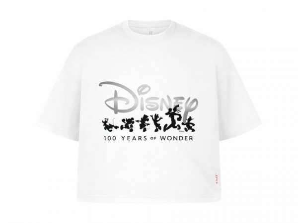 GQ Disney Crop T-Shirt Metallic White Size L