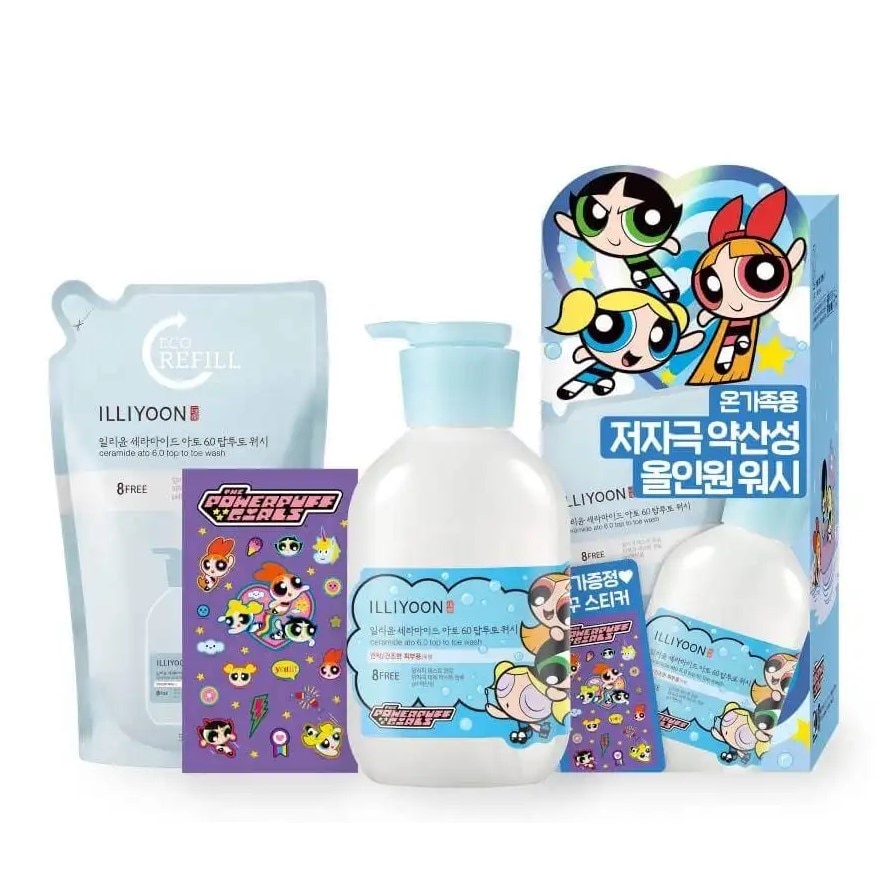 ILLIYOON Ceramide Ato 6.0 Top to Tow Wash X Powerpuff Girls Limited Set