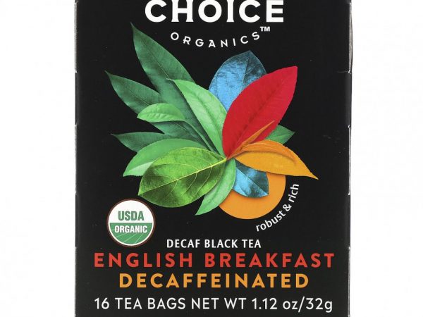 Choice Organic Teas, Черный чай без кофеина, английский завтрак без кофеина, 16 чайных пакетиков, 32 г (1,12 унции)