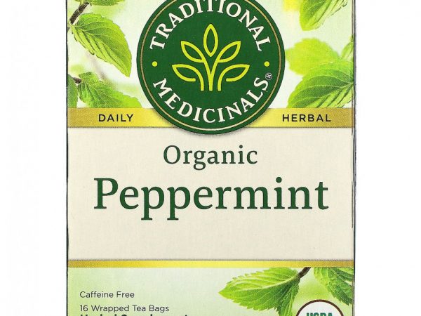 Traditional Medicinals, органическая перечная мята, без кофеина, 16 чайных пакетиков, 24 г (0,85 унции)