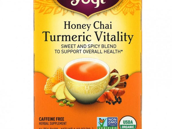 Yogi Tea, Turmeric Vitality, чай с медом и куркумой, 16 чайных пакетиков, 32 г (1,12 унции)