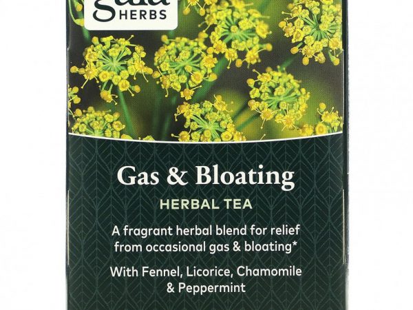 Gaia Herbs, травяной чай для облегчения эпизодического газообразования и вздутия живота, без кофеина, 16 чайных пакетиков, 32 г (1,13 унции)