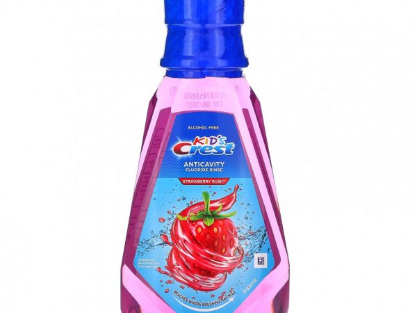 Crest, Kids, фторсодержащее ополаскиватель для предотвращения кариеса, без спирта, клубника, 500 мл (16,9 жидк. Унции)