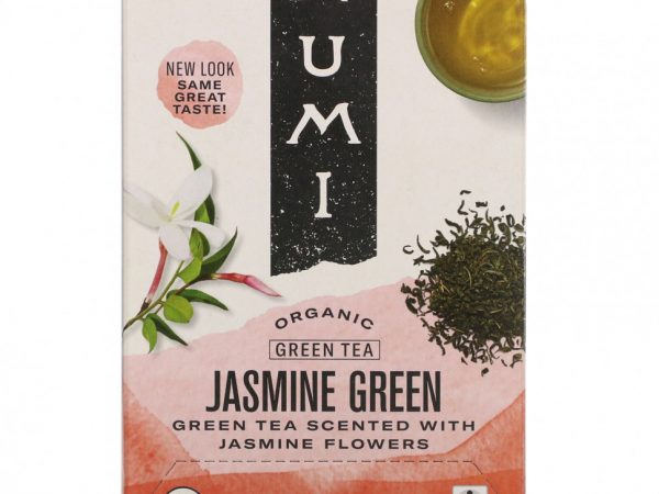 Numi Tea, Органический зеленый чай, зеленый жасмин, 18 чайных пакетиков, 1,27 унции (36 г)